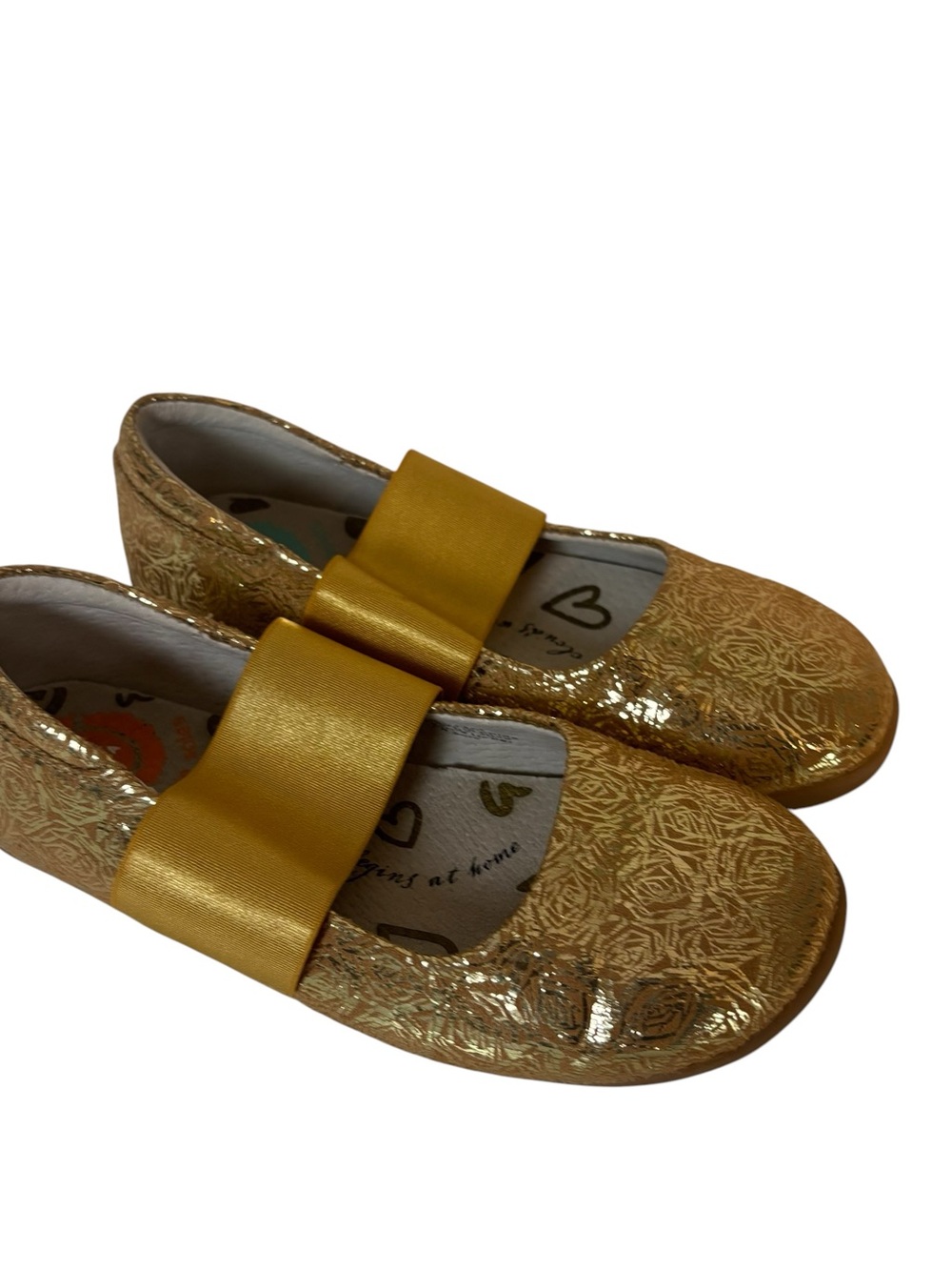 Livie & Luca Mary Jane ballet flat gold shimmer textile girls size 12 M